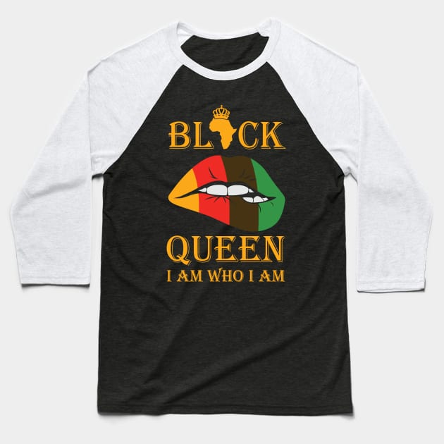 Black Queen, I am who I am Baseball T-Shirt by UrbanLifeApparel